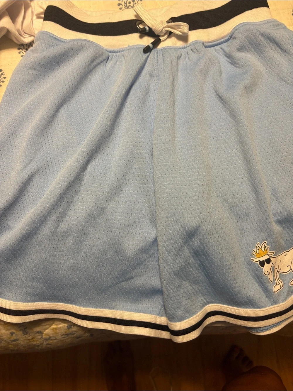 GOAT USA Kids Light Blue Athletic Shorts with Striped Waistband